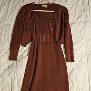 Mid calf dress with long sleeves. Rust color. Size small